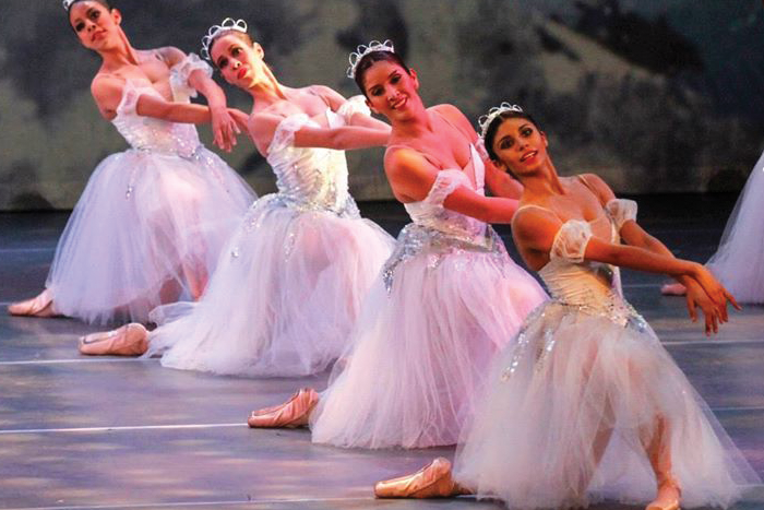 Foto de 4 bailarinas de ballet.