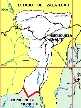 Mapa de localización del municipio de Huejuquilla el Alto, Jalisco