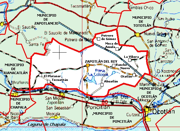 Mapa de ubicación del municipio de Zapotlán del Rey